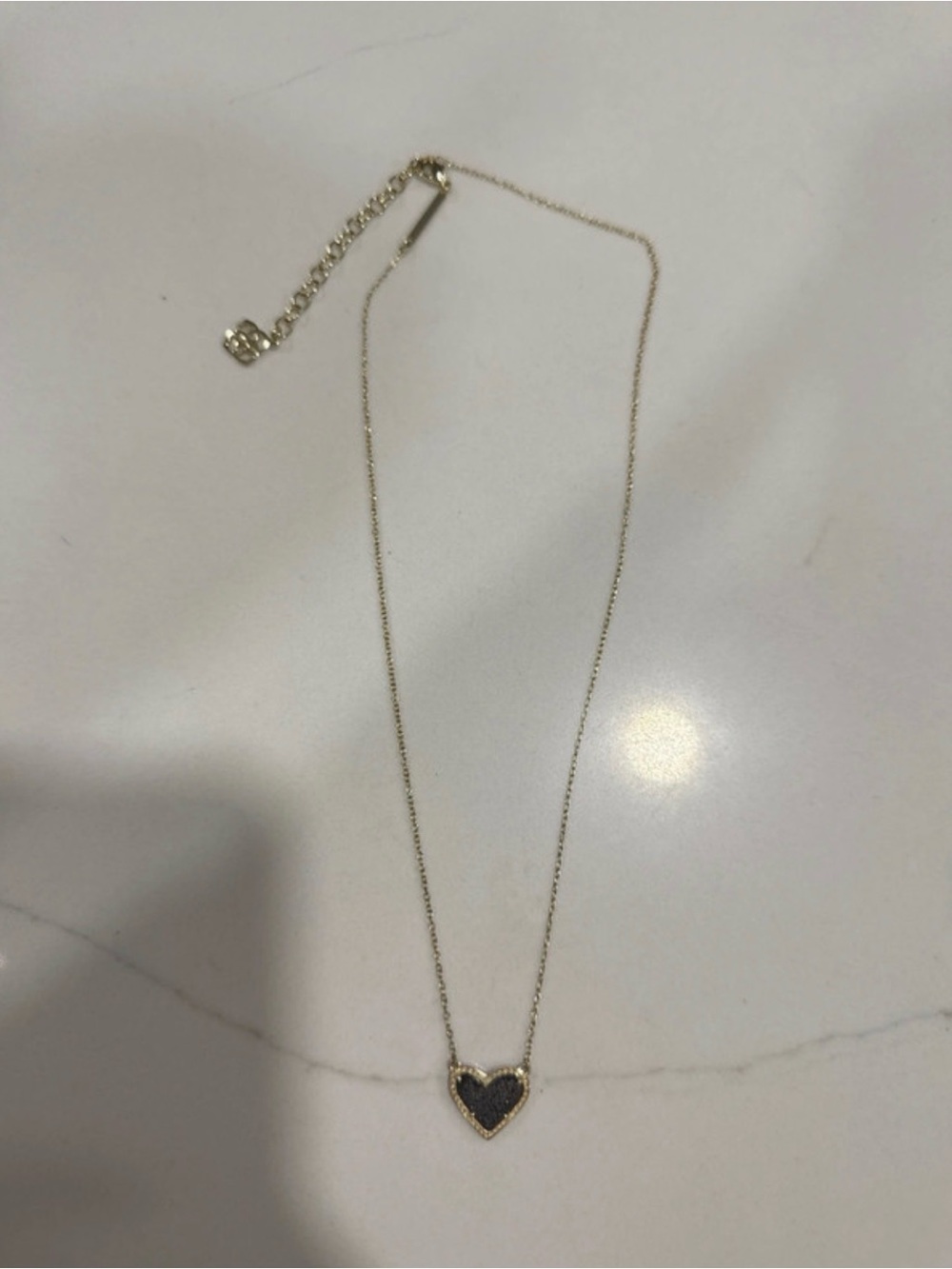 Kendra Scott Gold Heart Pendant Necklace - Black Druzy - Picture 2 of 3